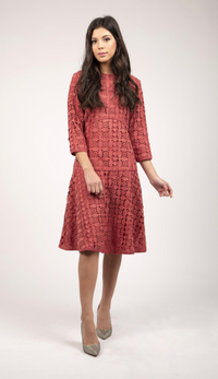 Olly rust geometric lace dress